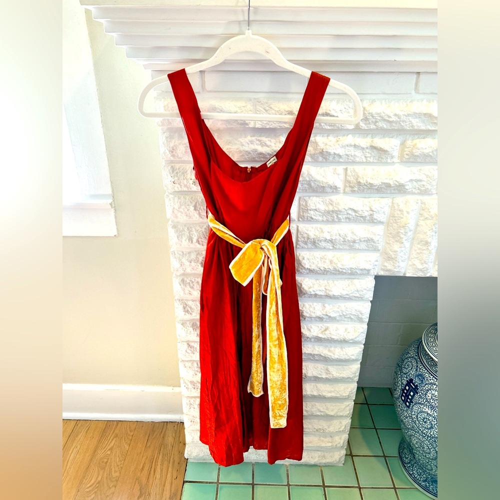 Rust Orange 100% Silk Empire Waist Dress